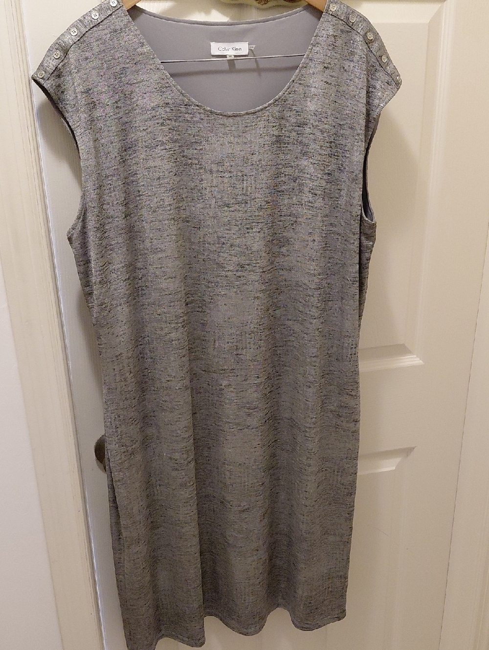 Calvin Klein Heather Gray Sleeveless Midi Shift Dress
